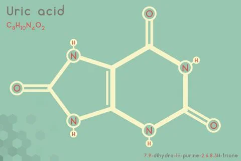 Infographic of the molecule of Uric acid Stock Illustration