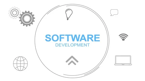 Infographic Multiple Icon Digital Concept With Software Development Text an.. Stock Footage 258312478