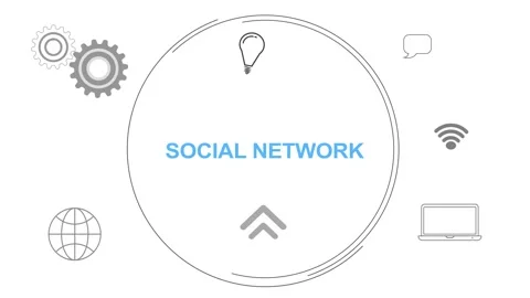 Infographic Multiple Icon Digital Concept With Social Network Text animated Stock Footage 258312497