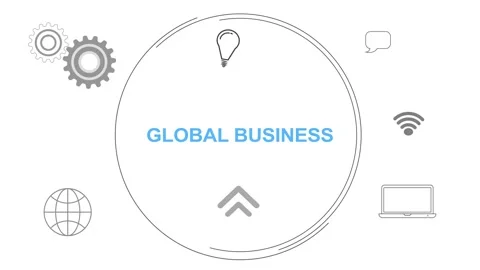 Infographic Multiple Icon Digital Concept With Global Business Text animated Stock Footage 258312499