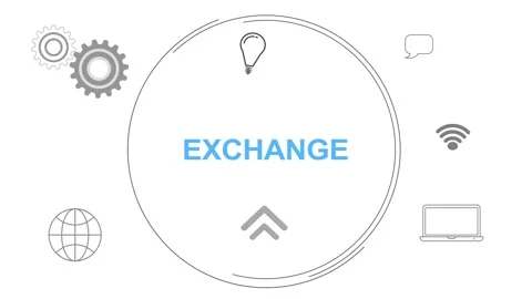 Infographic Multiple Icon Digital Concept With Exchange Text animated Video stock 258312509