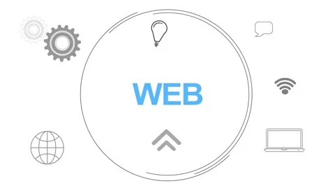 Infographic Multiple Icon Digital Concept With Web Text animated Stock Footage 258312524