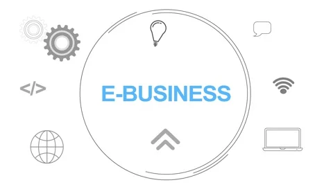 Infographic Multiple Icon Digital Concept With E Business Text animated Stock Footage 258312536