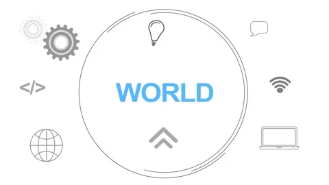 Infographic Multiple Icon Digital Concept With World Text animated Stock Footage 258312537