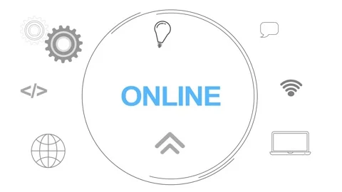 Infographic Multiple Icon Digital Concept With Online Text animated Stock Footage 258312541