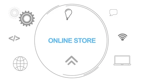 Infographic Multiple Icon Digital Concept With Online Store Text animated Stock Footage 258312543