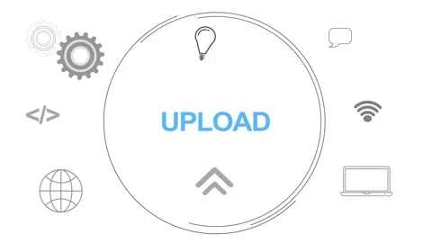 Infographic Multiple Icon Digital Concept With Upload Text animated Stock Footage 258312546
