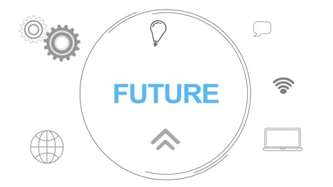 Infographic Multiple Icon Digital Concept With Future Text animated Stock Footage 258312563
