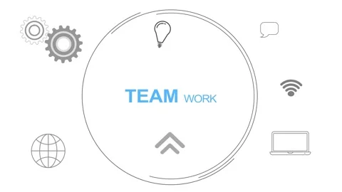 Infographic Multiple Icon Digital Concept With Team Work Text animated Video stock 258312594