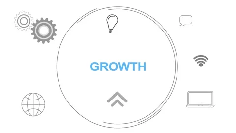 Infographic Multiple Icon Digital Concept With Growth Text animated Stock Footage 258312712