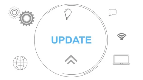 Infographic Multiple Icon Digital Concept With Update Text animated Stock Footage 258312725