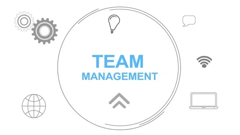 Infographic Multiple Icon Digital Concept With Team Management Text animated Stock Footage 258312775