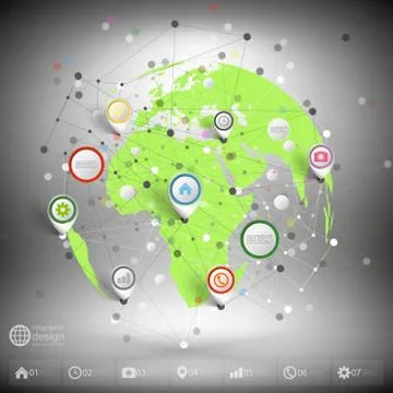 Infographic network with pointer marks for business, template vector Stockillustratie