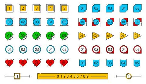 Infographic number color box frames, diagram steps Stock Illustration