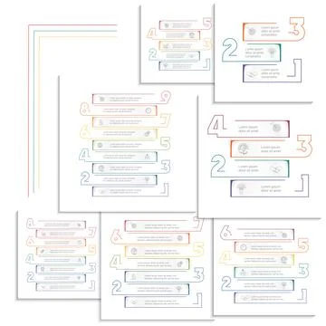 Infographic. Numbered Stripes. Options from three to nine positions. Stock Illustration