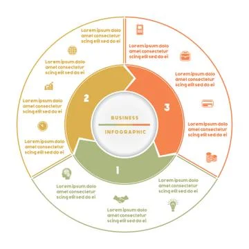 Infographic numbered three position Area chart Stock Illustration