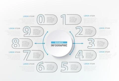 Infographic numbers steps element. Circle graphic chart diagram, business Stock Illustration