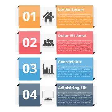 Infographic Objects with Numbers and Text Stock Illustration