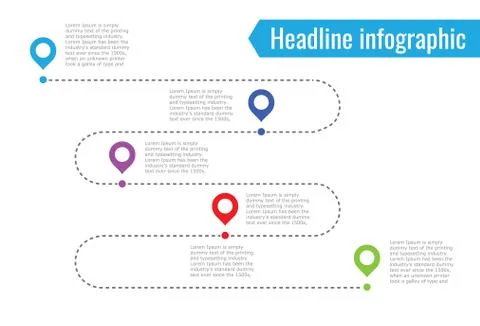 Infographic path dotted line. 5 dots Vector illustration Stock Illustration