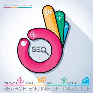 Infographic perfect search engine optimization. Concept with OK hand Stock Illustration