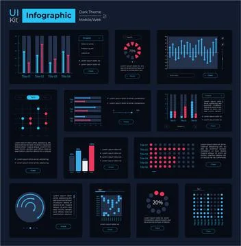 Infographic performance UI elements kit Stock Illustration