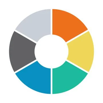 Infographic pie chart. Cycle presentation diagram 6 section. Vector isolated 스톡 일러스트