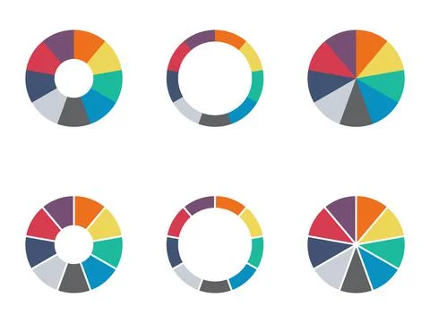 Infographic pie chart set. Cycle presentation diagam of collection 9 section. 스톡 일러스트