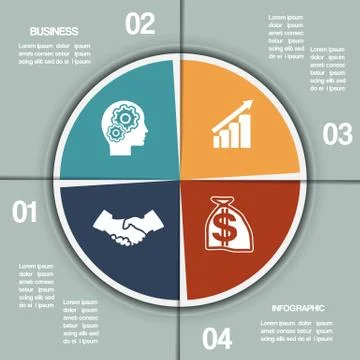 Infographic Pie chart template four positions Stock Illustration