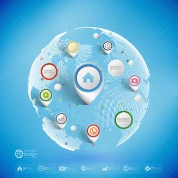 Infographic with pointer marks for business, template vector Stockillustratie