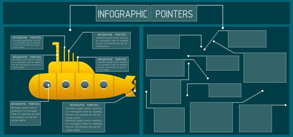 Infographic pointers. Frame and a text box with the extension line and a Stock Illustration