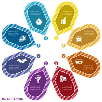 Infographic Points arranged in circle eight Stock Illustration