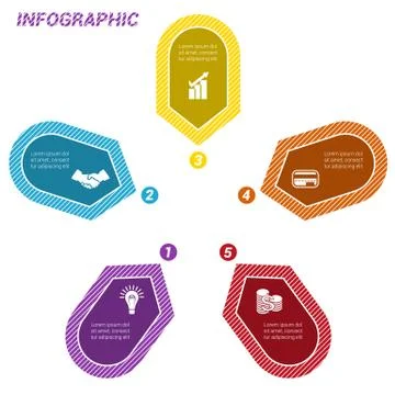 Infographic Points arranged in circle five Stock Illustration