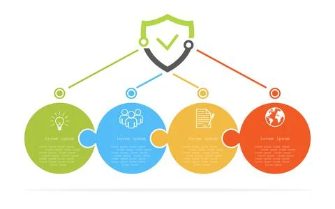 Infographic process business steps safe project, vector Stock Illustration