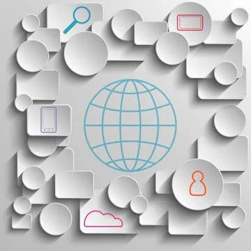 Infographic process design with paper geometry elements. Gray background. Stock Illustration