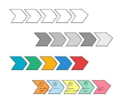 Infographic process next step arrow hand drawn set collection hand drawn Stock Illustration