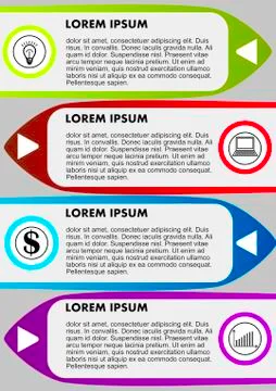 Infographic process visualization template, abstract vector with icons and co Stock Illustration