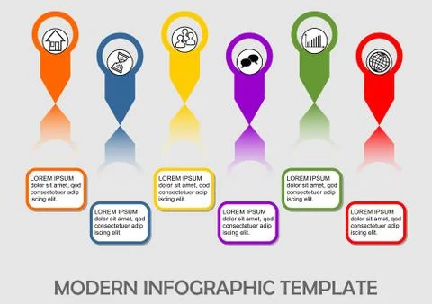 Infographic process visualization template, abstract vector with graphics Stock Illustration