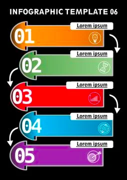 Infographic process visualization template, abstract vector with icons, arrows Illustrazione stock