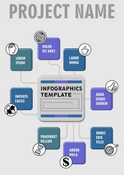 Infographic process visualization template, abstract vector with square embossed Stock Illustration