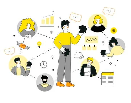 Infographic project manager for web design. Flat style vector. Distance Stock Illustration