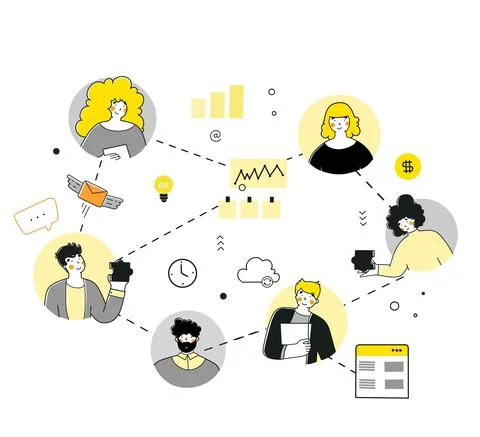 Infographic project manager for web design. Flat style vector. Distance Stock Illustration