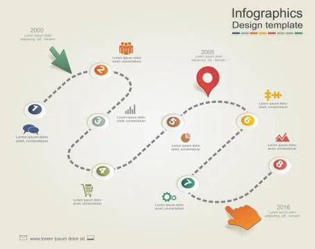 Infographic report template with arrows and icons. Vector Illustrazione stock