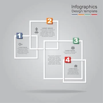 Infographic report template with frames and icons. Vector Stock Illustration
