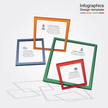 Infographic report template with frames and icons. Vector Stock Illustration