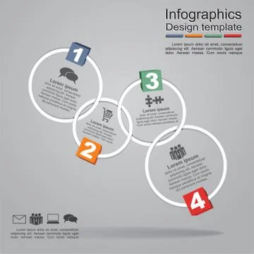 Infographic report template with frames and icons. Vector Stock Illustration