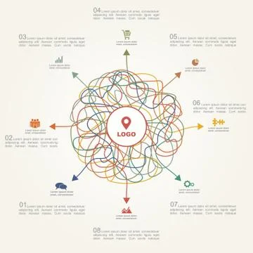 Infographic report template with text and icons. Vector Stock Illustration
