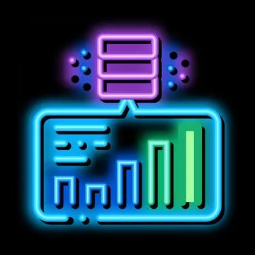 Infographic research of machine learning neon glow icon illustration 스톡 일러스트