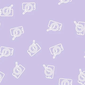 Infographic research on mobile screen line vector seamless pattern Stock Illustration