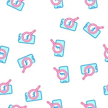 Infographic research on mobile screen vector seamless pattern Stock Illustration