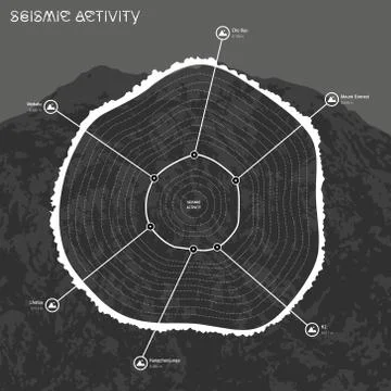 Infographic of seismic activity with mountain on background Illustrazione stock